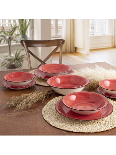 Bol Quid Vita Cerámica Rojo (18 cm) (Pack 6x)