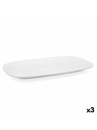 Fuente de Cocina Bidasoa Glacial Blanco Cerámica 36 x 21 cm (3 Unidades) (Pack 3x)