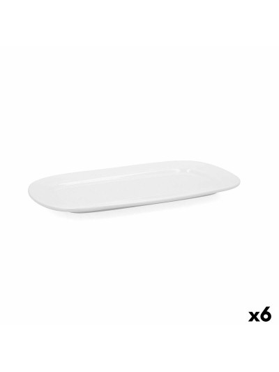 Plat à Gratin Bidasoa Glacial Blanc Céramique 31 x 18 cm (6 Unités) (Pack 6x)