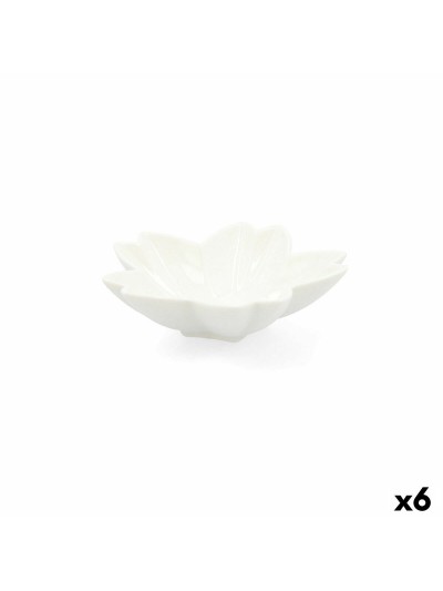 Bandeja de Aperitivos Quid Select Blanco Cerámica Flor (6 Unidades) (Pack 6x)