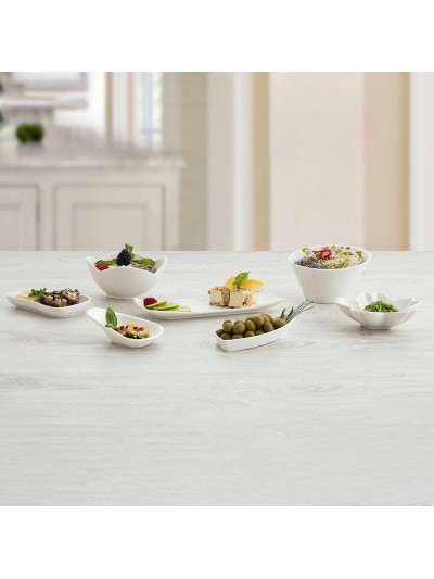 Snack tray Quid Select White Ceramic Flower (6 Units) (Pack 6x)