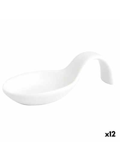 Cocktail Spoon Quid Chef Ceramic White 10 x 5 cm (12 Units) (Pack 12x)