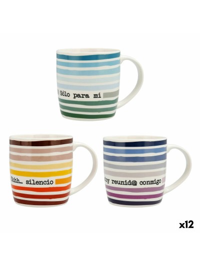 Mug Quid 4u Multicolour Ceramic 330 ml (12 Units) (Pack 12x)
