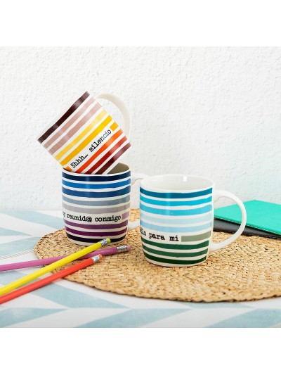 Taza Mug Quid 4u Multicolor Cerámica 330 ml (12 Unidades) (Pack 12x)