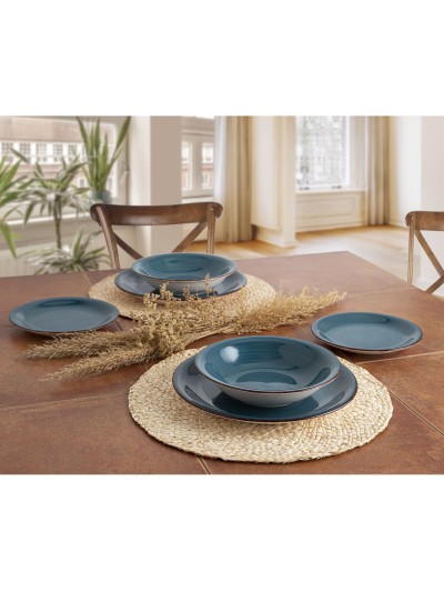 Dinnerware Set Quid Vita 18 Pieces Ceramic Blue