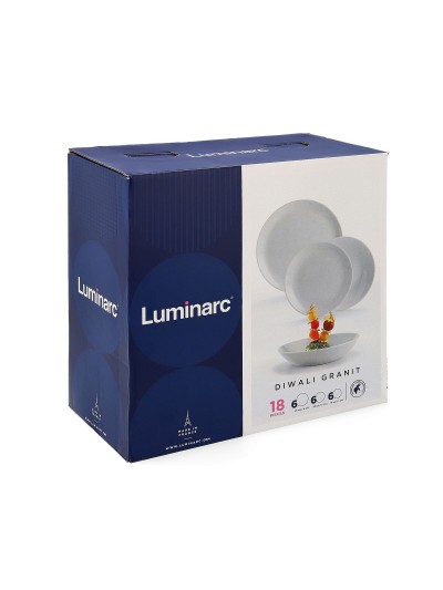 Dinnerware Set Luminarc Diwali Granit Grey 18 Pieces Tempered glass