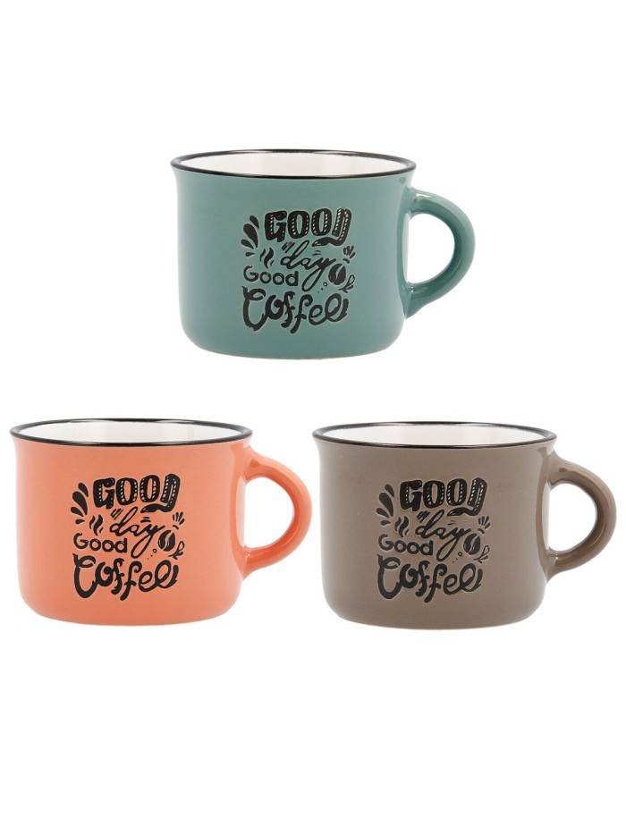 Set of Mugs Quid Frappe Deco Ceramic 80 ml Multicolour