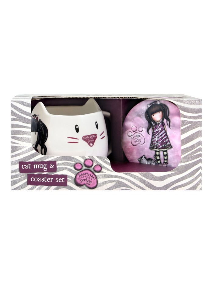 Cup with Plate Gorjuss Ruby wild Grey Ceramic Coasters Cup