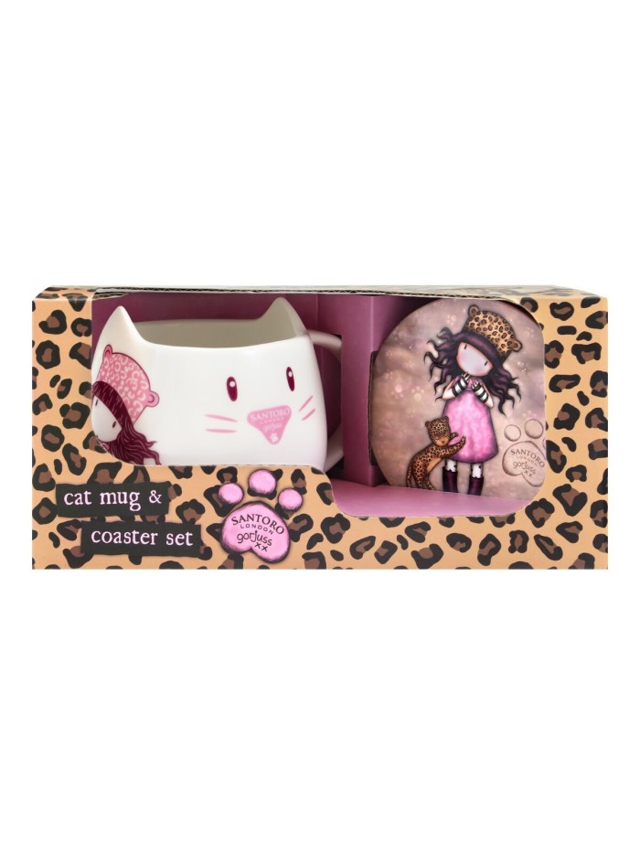 Tasse avec sous-tasse Gorjuss Purrrrrfect love Céramique Dessous de verres Tasse