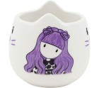 Taza con Plato Gorjuss Smitten kitten Blanco Negro Cerámica Posavasos Taza