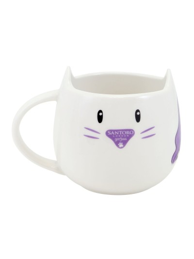 Taza con Plato Gorjuss Smitten kitten Blanco Negro Cerámica Posavasos Taza