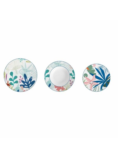 Set de Vajilla DKD Home Decor Porcelana Azul Verde 18 Piezas