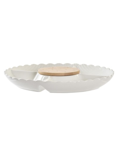 Bandeja de Aperitivos DKD Home Decor 25,5 x 25,5 x 3 cm Natural Porcelana Blanco