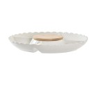 Plateau apéritif DKD Home Decor 25,5 x 25,5 x 3 cm Naturel Porcelaine Blanc