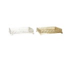 Snack tray DKD Home Decor 33 x 24 x 6,6 cm Mirror Silver Golden Resin (2 Units)