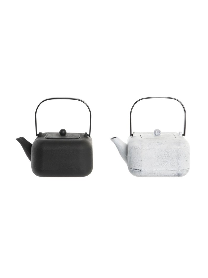 Teapot DKD Home Decor Black Stainless steel White 1,2 L (2 Units)