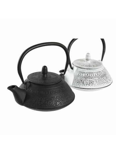 Teapot DKD Home Decor Black Stainless steel White (2 Units)