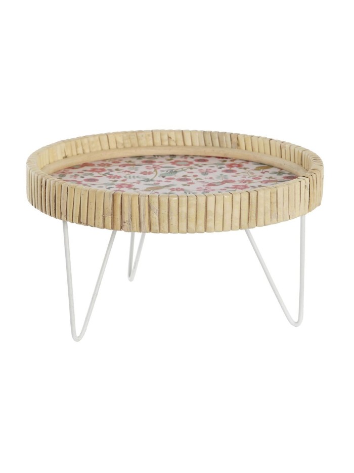 Snack tray DKD Home Decor 26 x 26 x 14,5 cm Natural Metal MDF Wood Shabby Chic