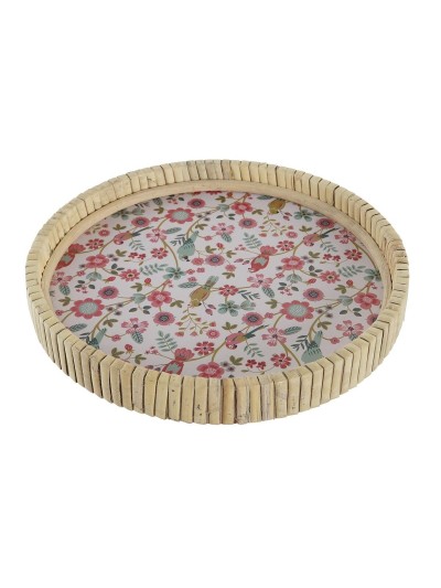 Snack tray DKD Home Decor 26 x 26 x 14,5 cm Natural Metal MDF Wood Shabby Chic