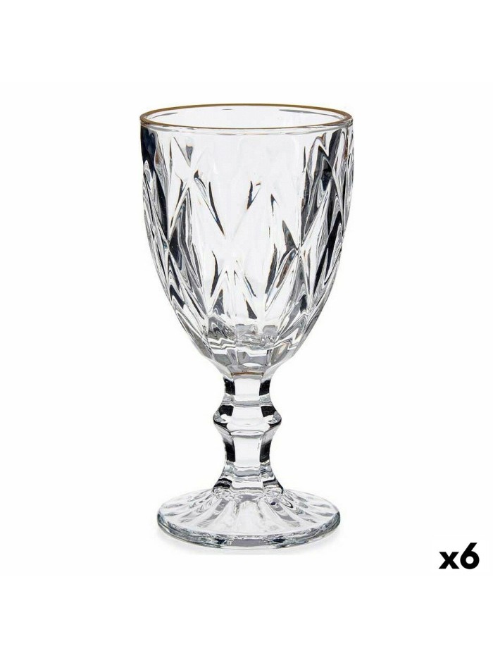 Wine glass Golden Transparent Glass 6 Units (330 ml)