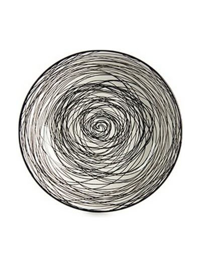 Assiette creuse Rayures Porcelaine Noir Blanc 6 Unités (20 x 4,7 x 20 cm)
