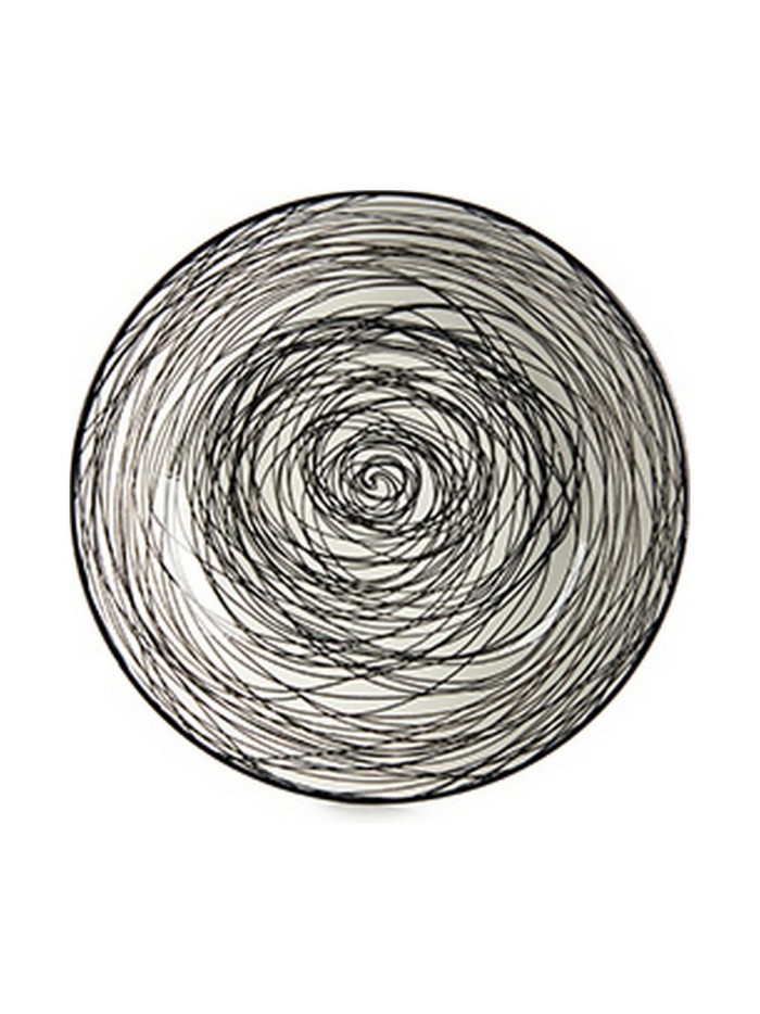 Deep Plate Stripes Porcelain Black White 6 Units (20 x 4,7 x 20 cm)