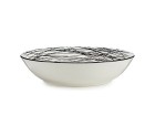Plato Hondo Rayas Porcelana Negro Blanco 6 Unidades (20 x 4,7 x 20 cm)