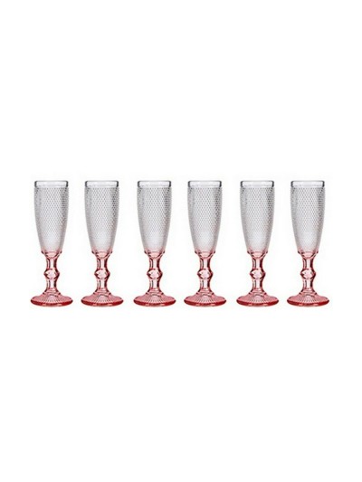 Copa de champán Rosa Transparente Vidrio 6 Unidades (180 ml)
