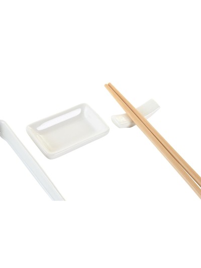 Sushi Set DKD Home Decor 24 x 7 x 2 cm Natural White Stoneware Oriental