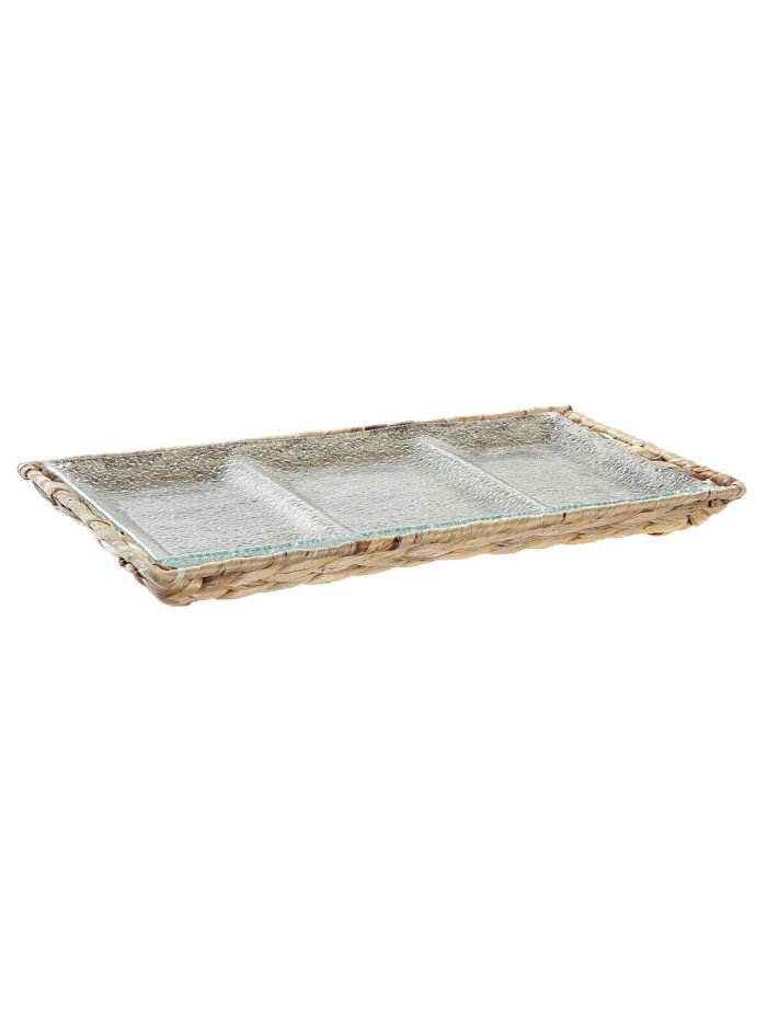 Snack tray DKD Home Decor Transparent Natural Crystal 42 x 20 x 3,5 cm
