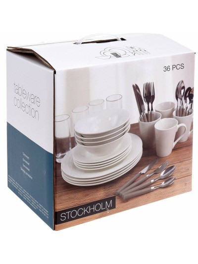 Set de Vajilla Excellent Houseware Stockholm Porcelana Blanco 36 Piezas