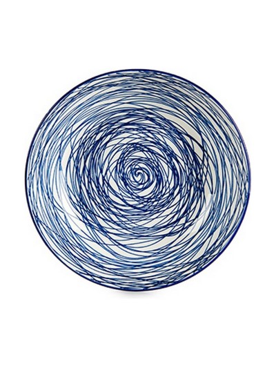 Deep Plate Stripes Porcelain Blue White 6 Units (20 x 4,7 x 20 cm)