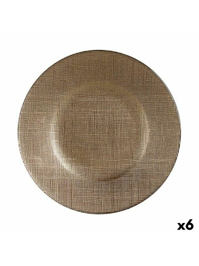 Assiette plate Doré verre 6 Unités (21 x 2 x 21 cm)