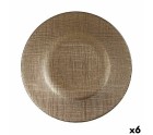 Assiette plate Doré verre 6 Unités (21 x 2 x 21 cm)