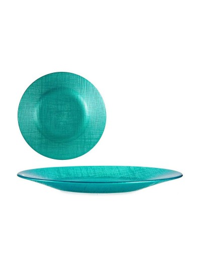 Assiette plate Turquoise verre 6 Unités (21 x 2 x 21 cm)