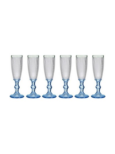 Champagne glass Points Blue Transparent Glass 6 Units (180 ml)