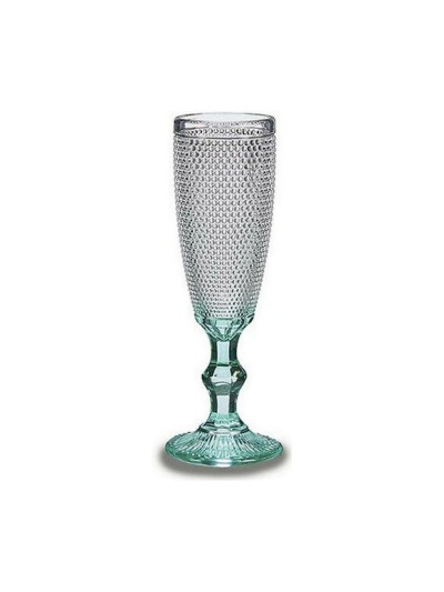 Coupe de champagne Points Transparent Turquoise verre 6 Unités (185 ml)