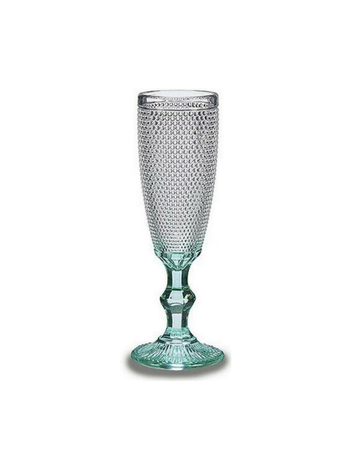 Champagne glass Points Transparent Turquoise Glass 6 Units (185 ml)