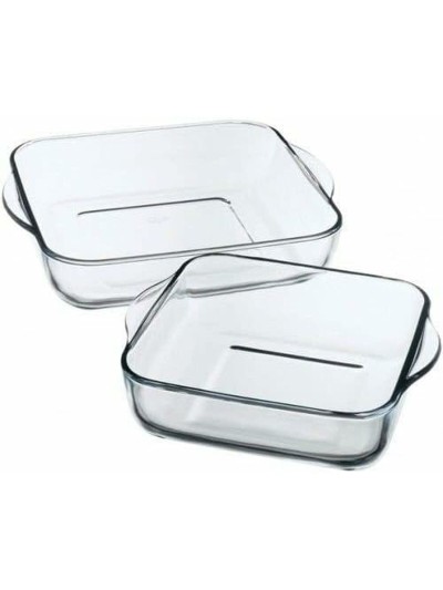 Set de Fuentes para Horno 1690037 Transparente Cristal 1 L (2 Unidades)