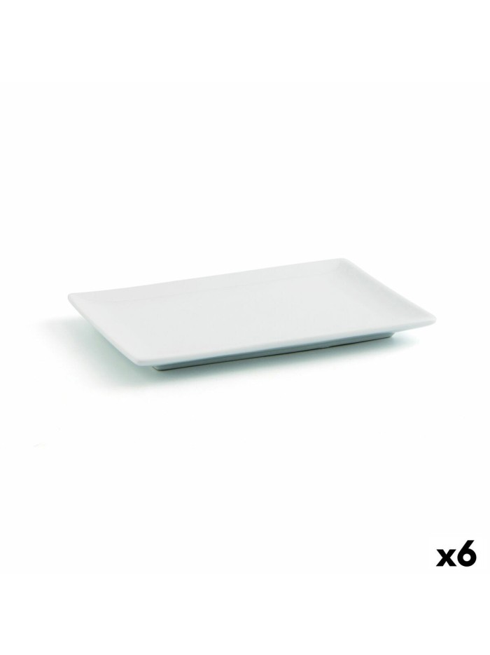 Bandeja de Aperitivos Quid Gastro Fun Blanco Cerámica 20 x 13 x 2 cm (6 Unidades)