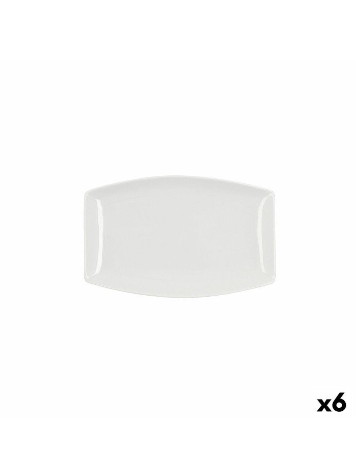 Serving Platter Quid Gastro Squared Ceramic White (25,2 x 16 x 2 cm) (6 Units)