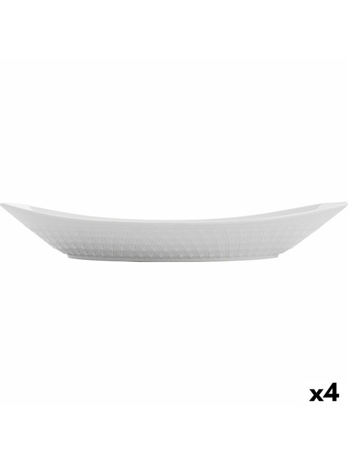 Fuente de Cocina Quid Gastro Cerámica Blanco (39,5 x 19 x 8 cm) (4 Unidades)
