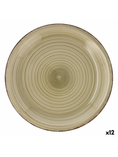 Plato Llano Quid Vita Natura Cerámica Verde Ø 27 cm (12 Unidades)