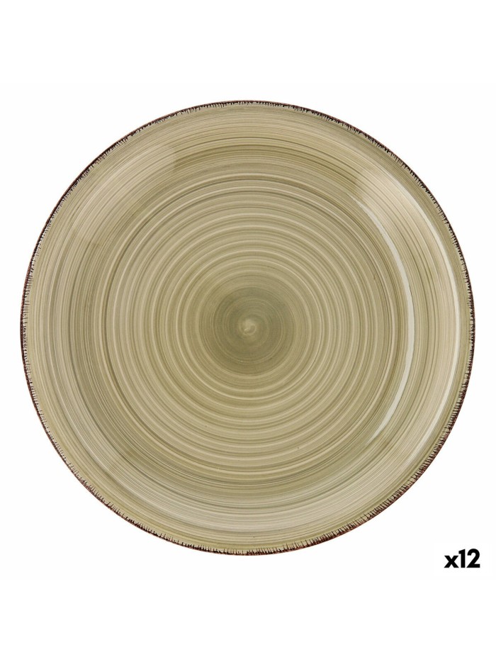 Plato Llano Quid Vita Natura Cerámica Verde Ø 27 cm (12 Unidades)