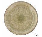Flat plate Quid Vita Natura Ceramic Green Ø 27 cm (12 Units)