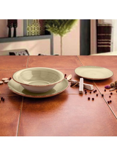 Flat plate Quid Vita Natura Ceramic Green Ø 27 cm (12 Units)