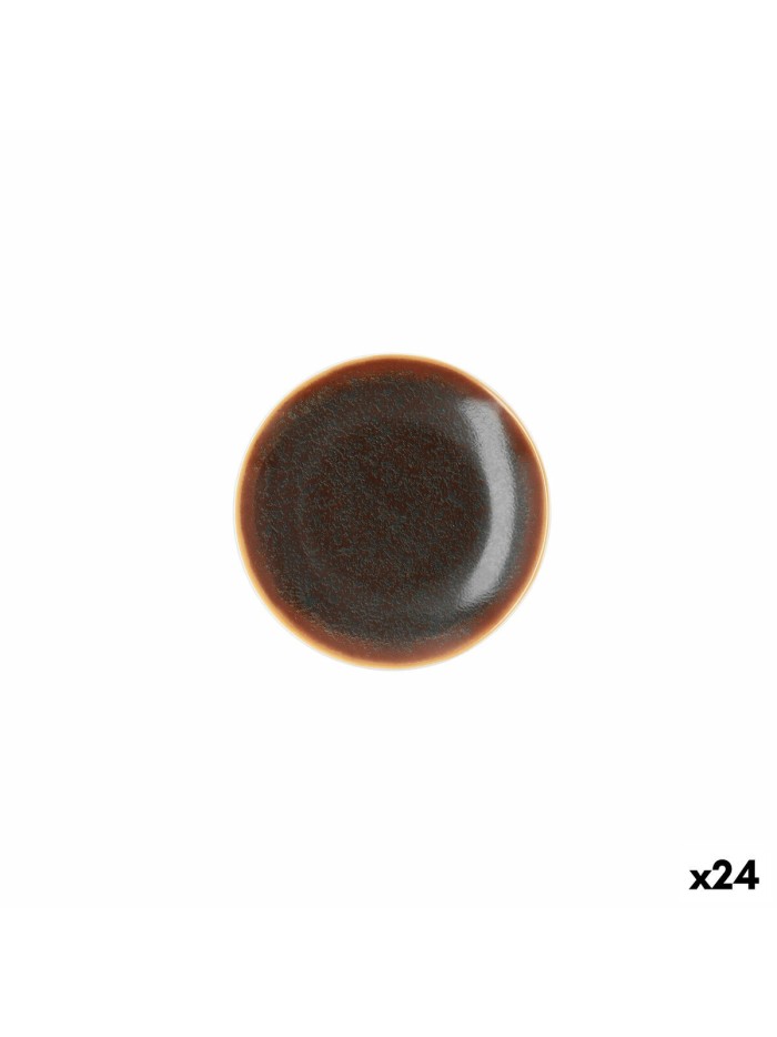 Flat plate Ariane Decor Ceramic Brown (Ø 15 cm) (24 Units)