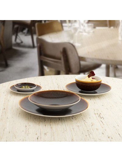 Plato Llano Ariane Decor Cerámica Marrón (Ø 15 cm) (24 Unidades)