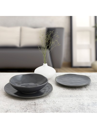 Flat plate Bidasoa Cosmos Ceramic Black (Ø 26 cm) (12 Units)