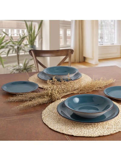 Plato Llano Quid Vita Cerámica Azul (Ø 27 cm) (12 Unidades)
